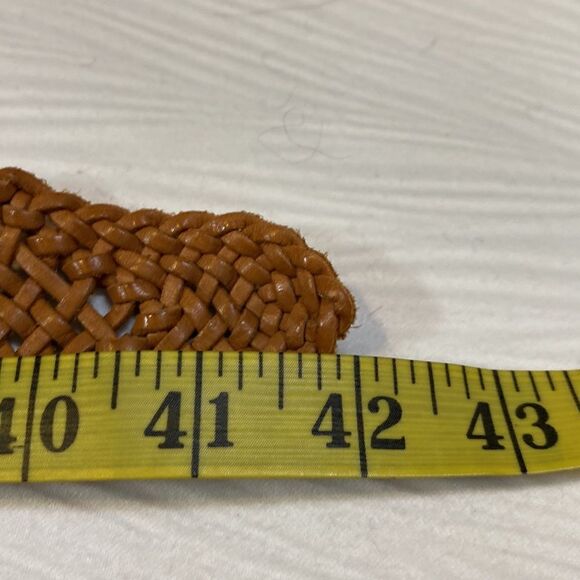 Bebe Natural Leather Woven Belt large Silver tone Buckle and some sparkles m/l - Picture 4 of 6